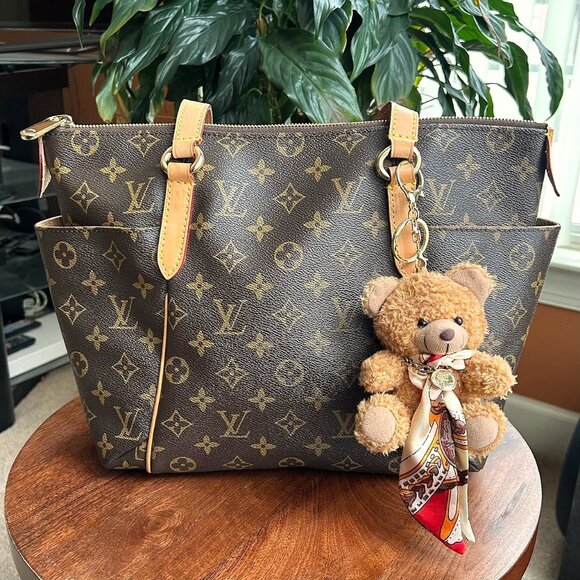 New TEDDY BEAR TWILLY SCARF Bag Charm Tan 🧸 - Picture 3 of 6